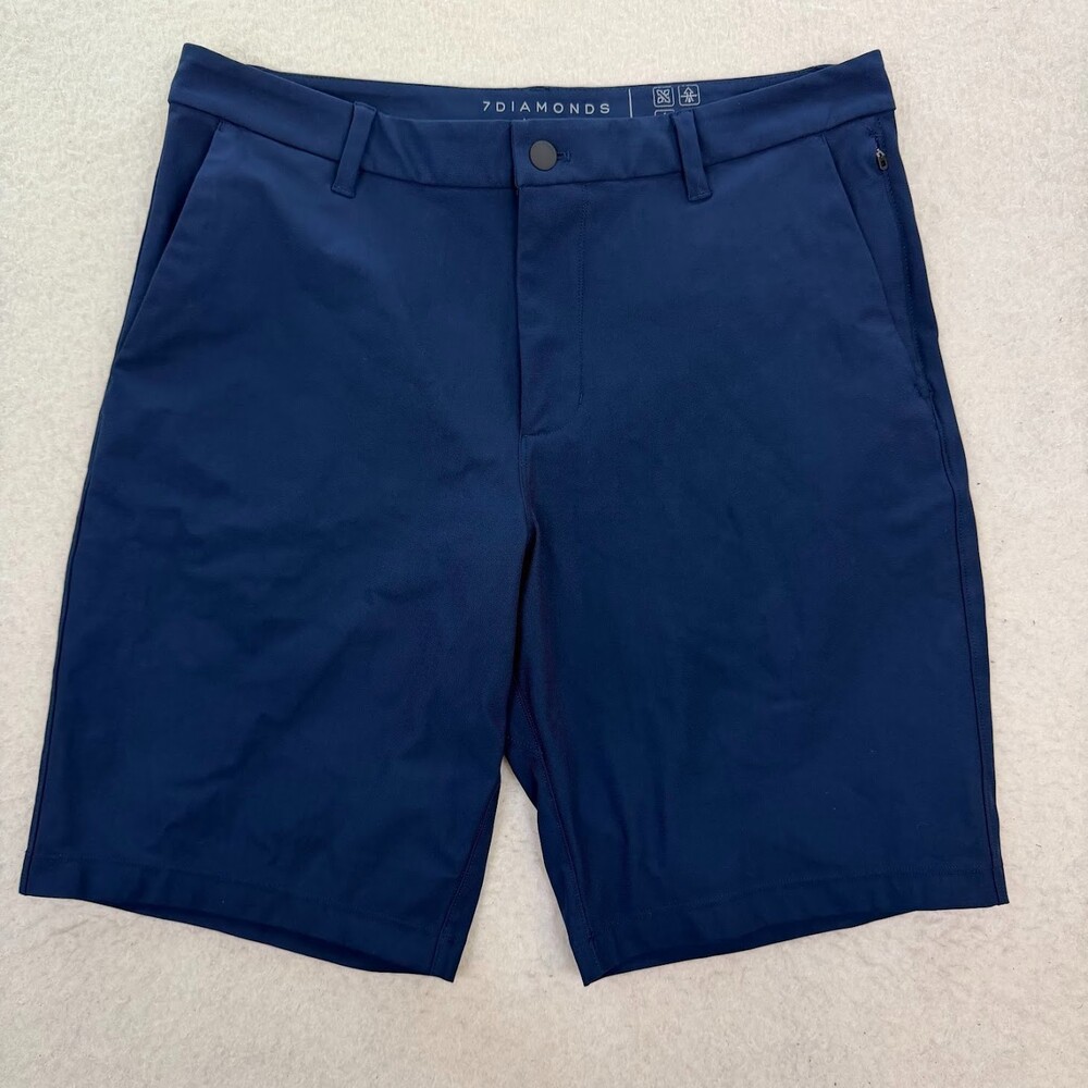7 DIAMONDS Men's Agility Performance 10” Golf Shorts Navy Blue Stretch Sz 33